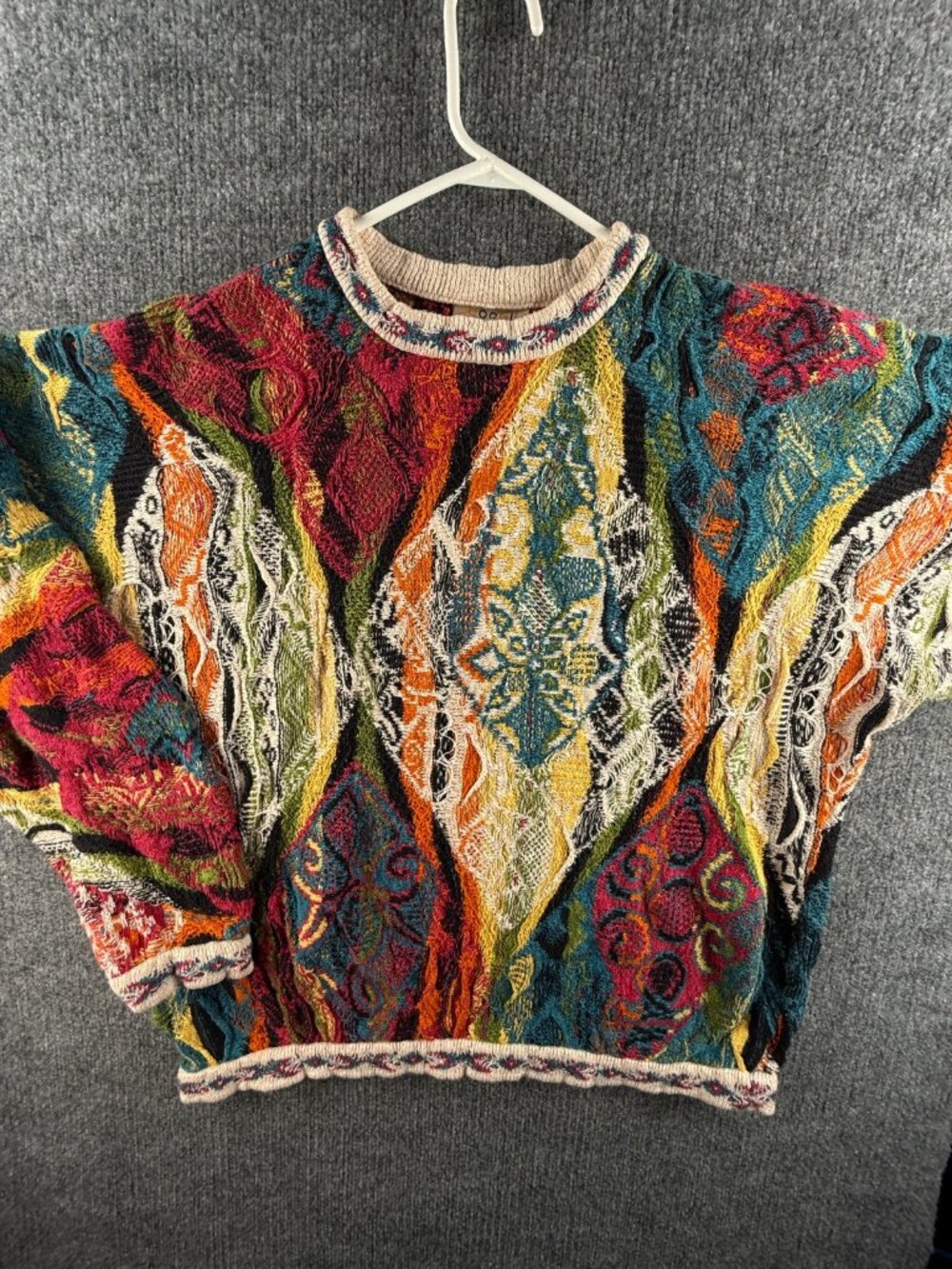 Coogi Australia Sweater Knit Large Colorful Abstract Pullover Biggie Linen Blend
